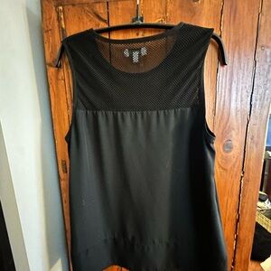 Barneys New York Black Mesh Detail Blouse